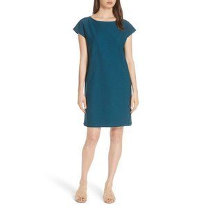 NWT Eileen Fisher Side Zip Layering Short Sleeve Shift Dress Blue XXS